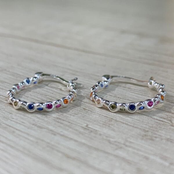 Aros plata argolla circones multicolor