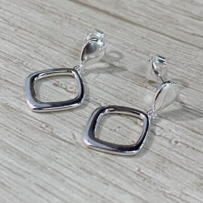 Aros plata gota rombo