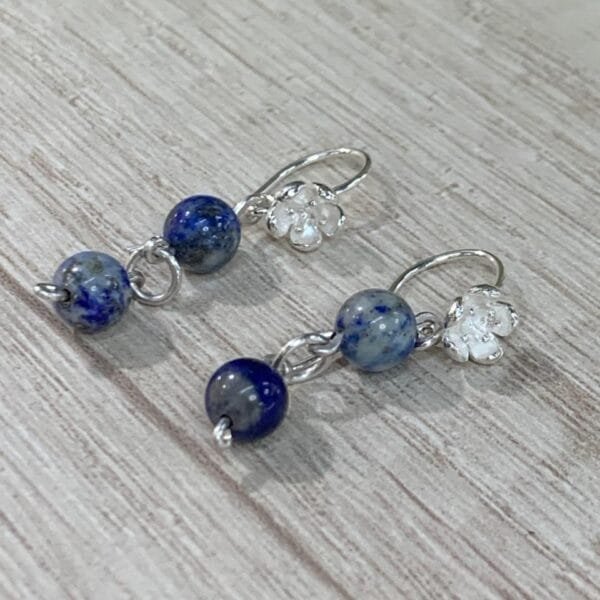 Aros plata flor lapislazuli