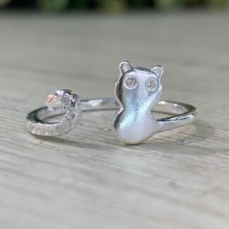 Anillo plata gatito circones ajustable N14