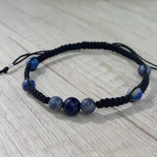 Pulsera macrame negra lapislazuli