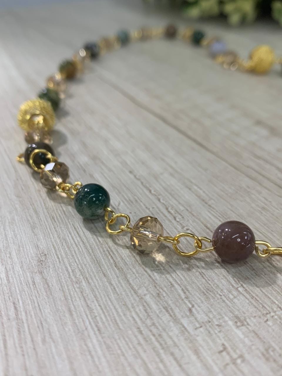 WhatsApp Image 2026-03-27 at 17.46.05 (3) Collar agatas de la india cristales baño oro - Imagen 2