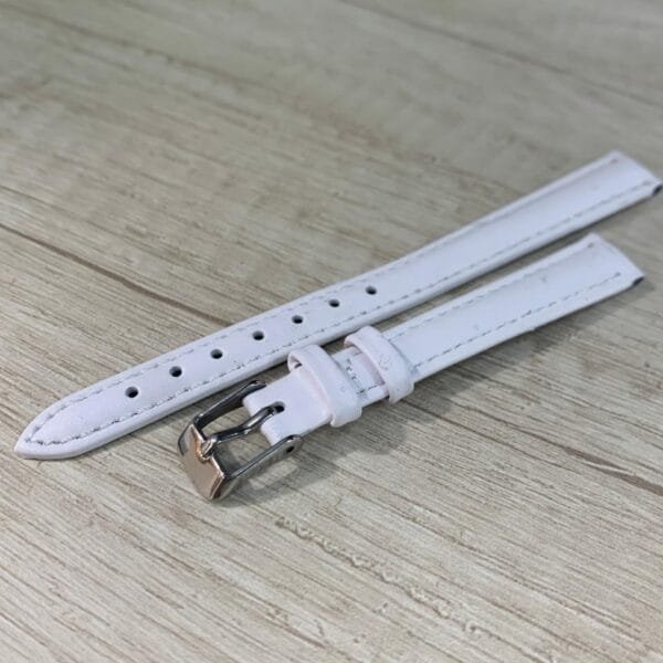 Correa de cuero blanca hebilla plateada 12 mm