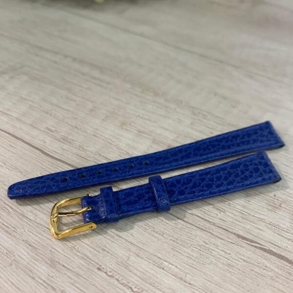Correa de cuero azul hebilla dorada 12 mm