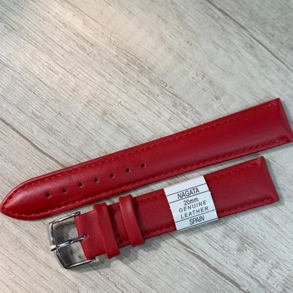 Correa de cuero nagata spain roja lisa 20 mm