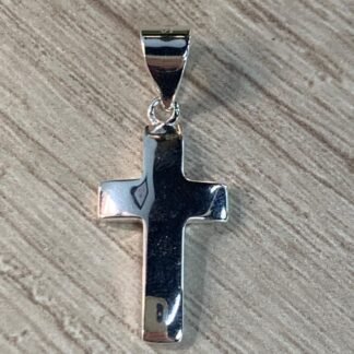 Colgante plata cruz lisa concava