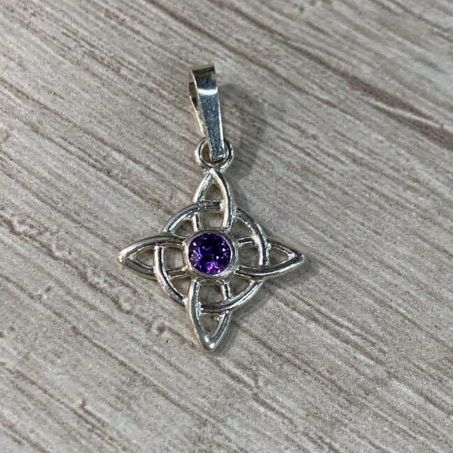 Colgante plata 980 nudo de bruja circon morado
