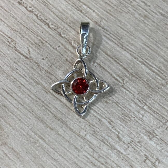 Colgante plata 980 nudo de bruja circon rojo