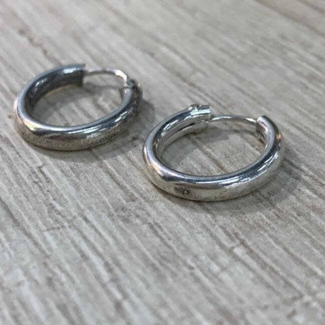 Aros plata 980 huggie argolla tubo 13,5 mm