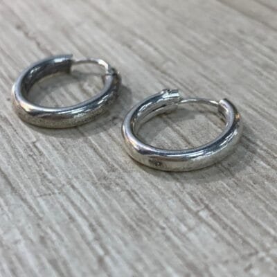 Aros plata 980 huggie argolla tubo 13,5 mm