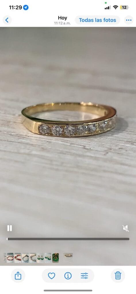 Anillo oro 18 K Dama cintillo circones 1,5 gr