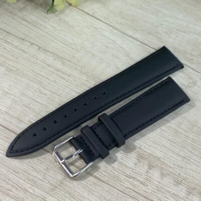 Correa de cuero negra lisa opaca 20 mm donju