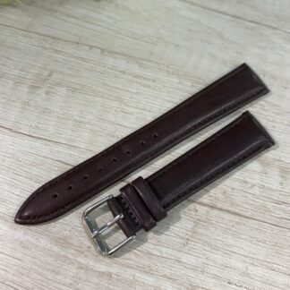 Correa de cuero cafe oscuro liso 18 mm donju