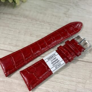 Correa de cuero roja cocodrilo nagata 24 mm donju