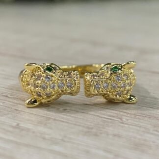 anillo doble pantera baño oro N 12