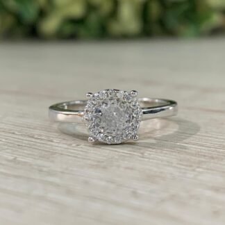 Anillo plata rodinada solitario microcircon 4 grifas N11