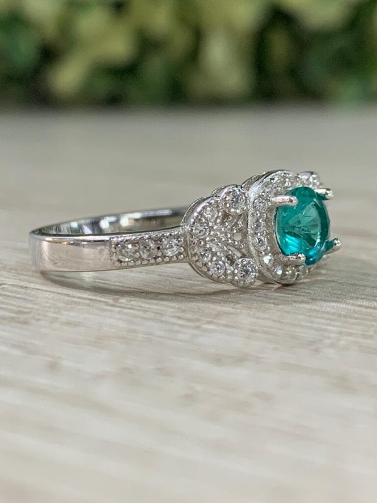 Anillo plata rodinada vintage turquesa N11