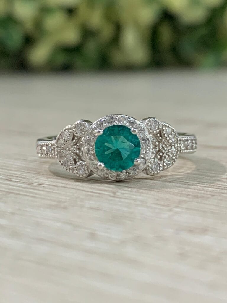 Anillo plata rodinada vintage turquesa N11