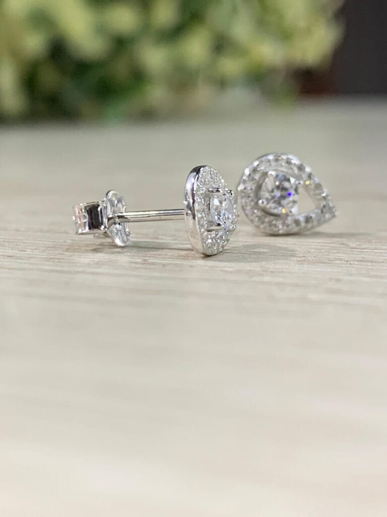 Aros plata rodinada gota punto de luz