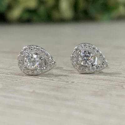 Aros plata rodinada gota punto de luz