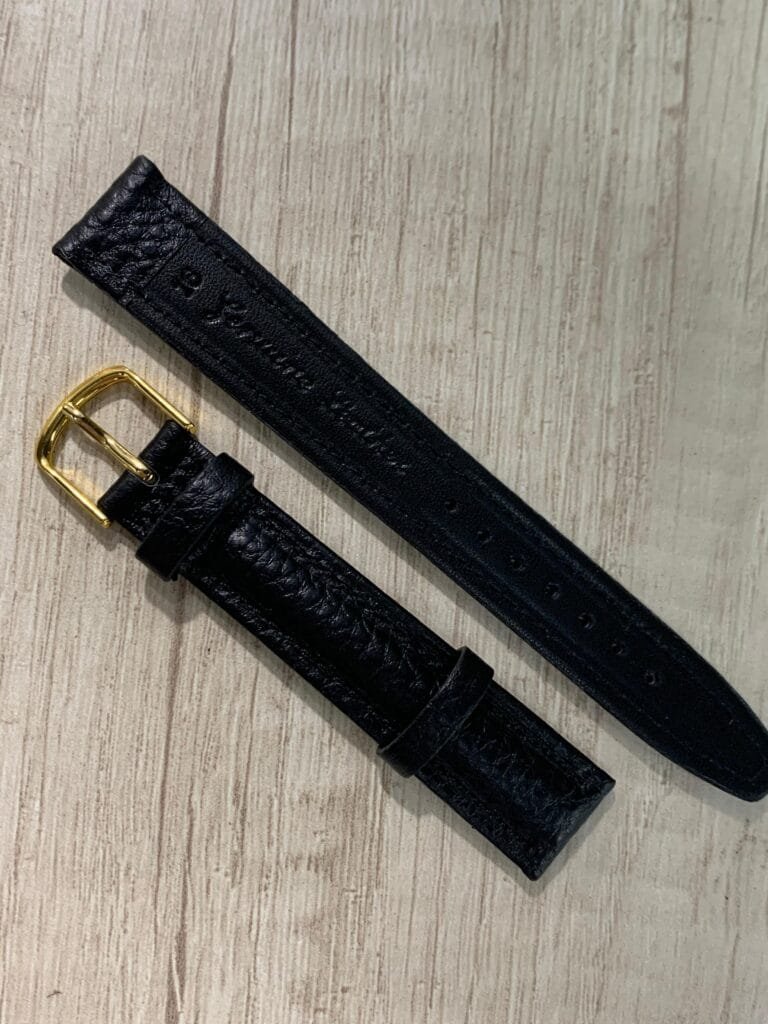 Correa cuero siena negro 16 mm
