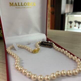 Collar mallorca perlas broche flor 45 cm 7 mm