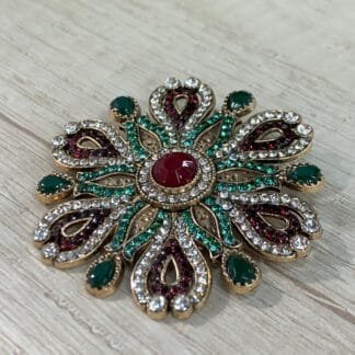 Prendedor barroco verde burdeo
