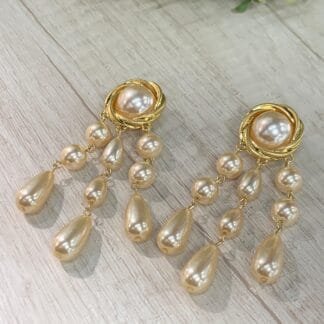 Aros perla cascada vintage