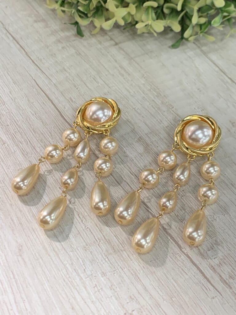 Aros perla cascada vintage