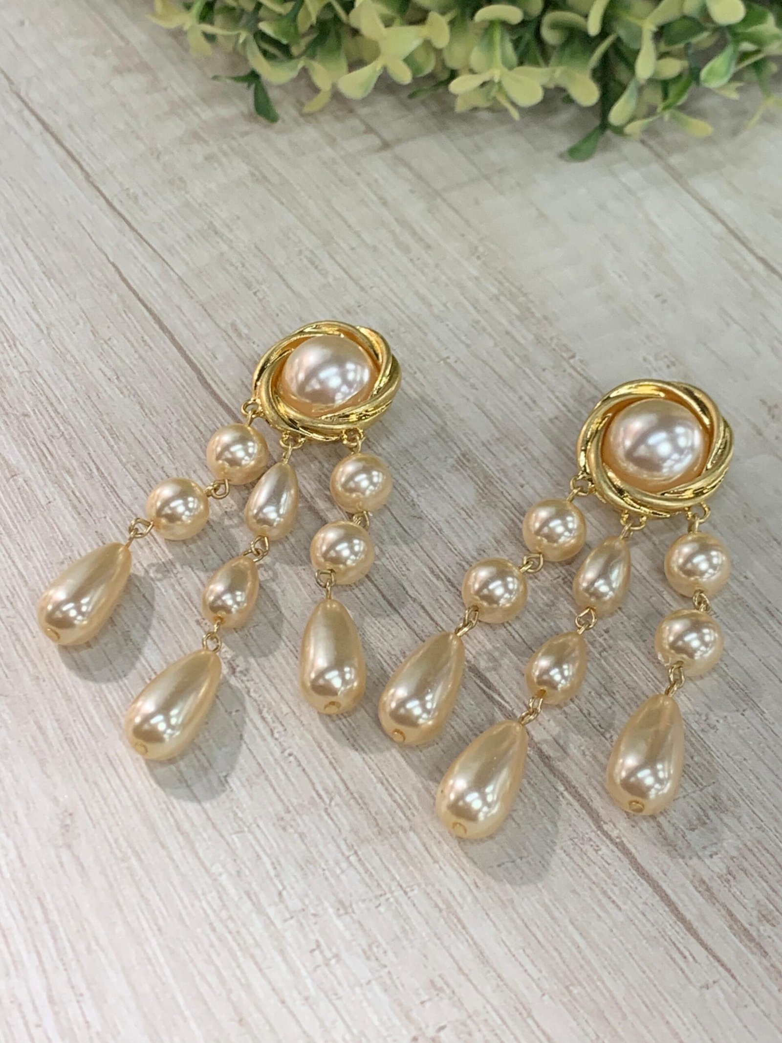 Aros perla cascada vintage