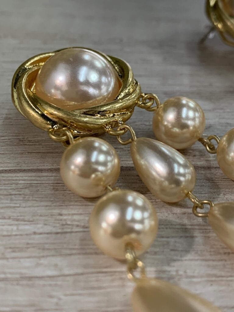 Aros perla cascada vintage