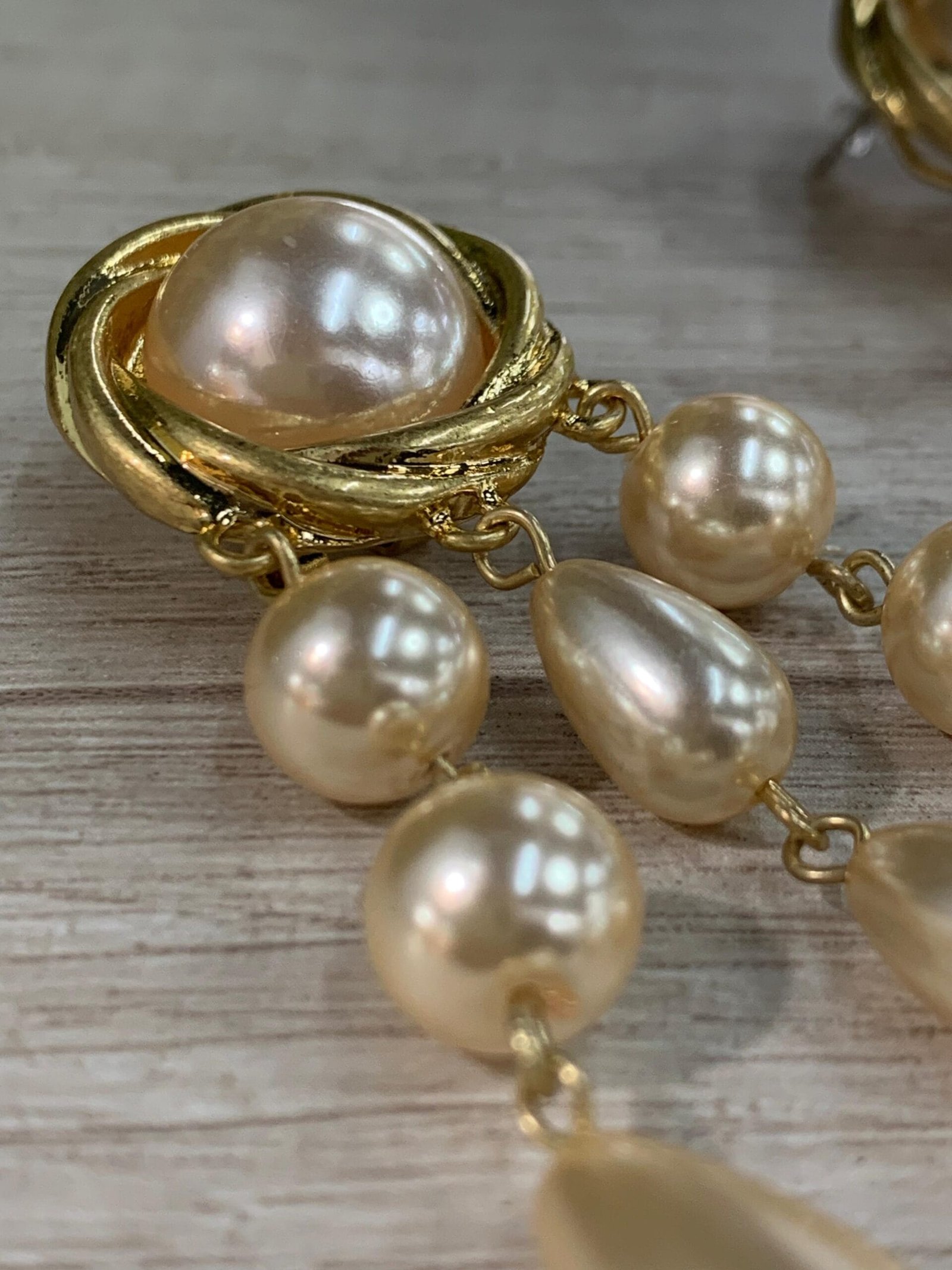 Aros perla cascada vintage - Imagen 3