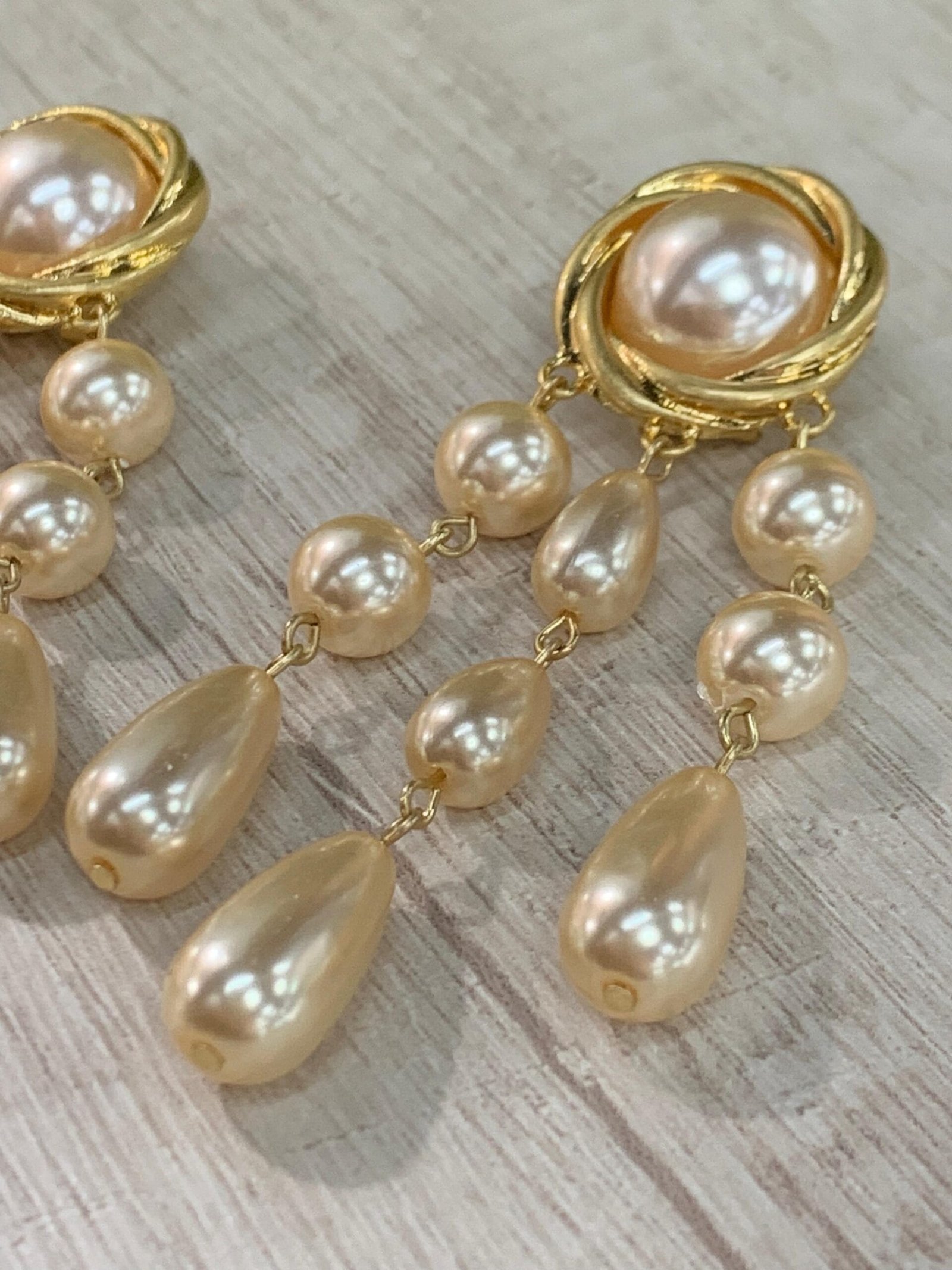 Aros perla cascada vintage - Imagen 2