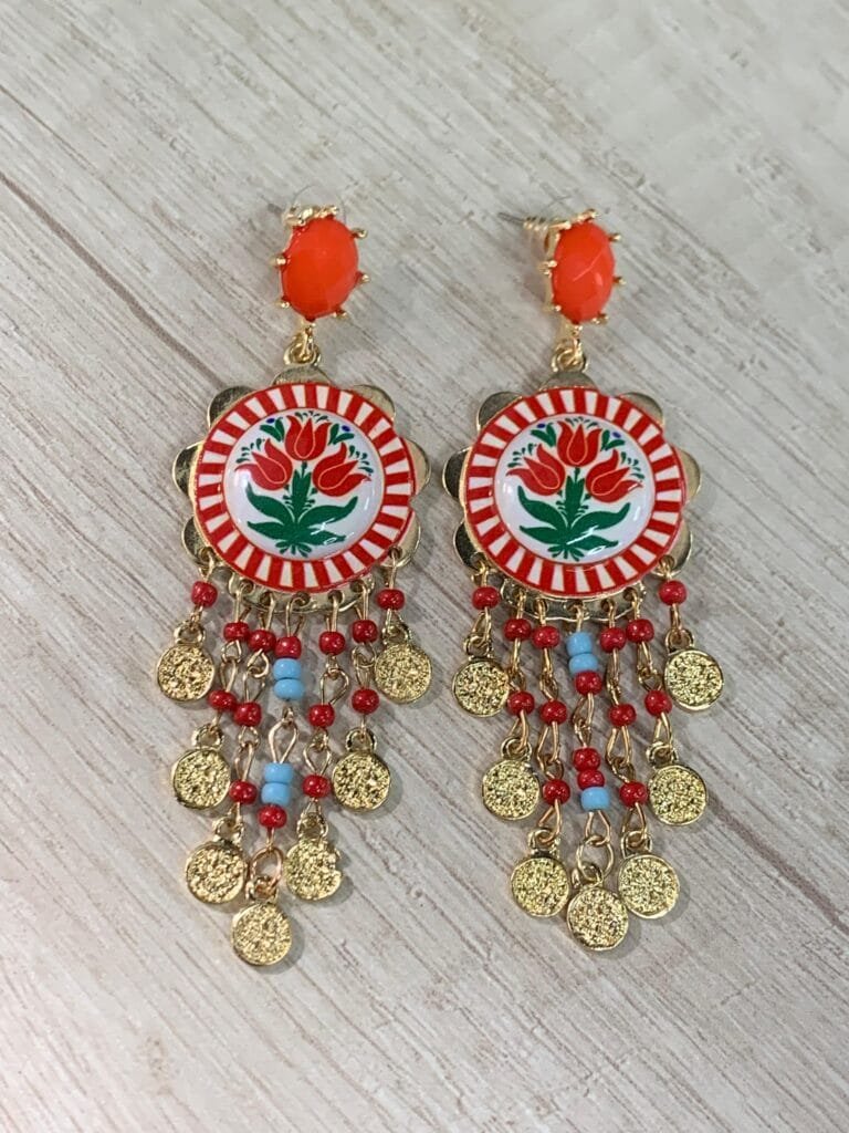 Aros borlas esmaltado retro