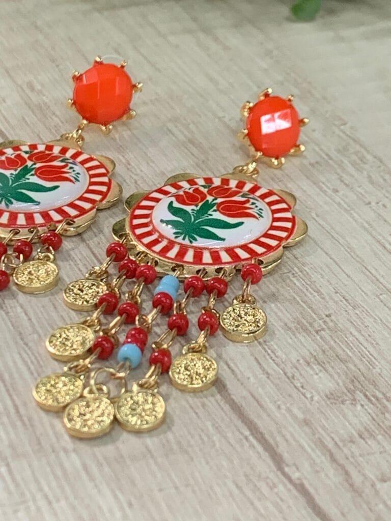 Aros borlas esmaltado retro