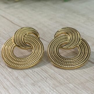 Aros circular luna baño oro