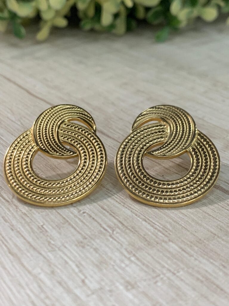 Aros circular luna baño oro