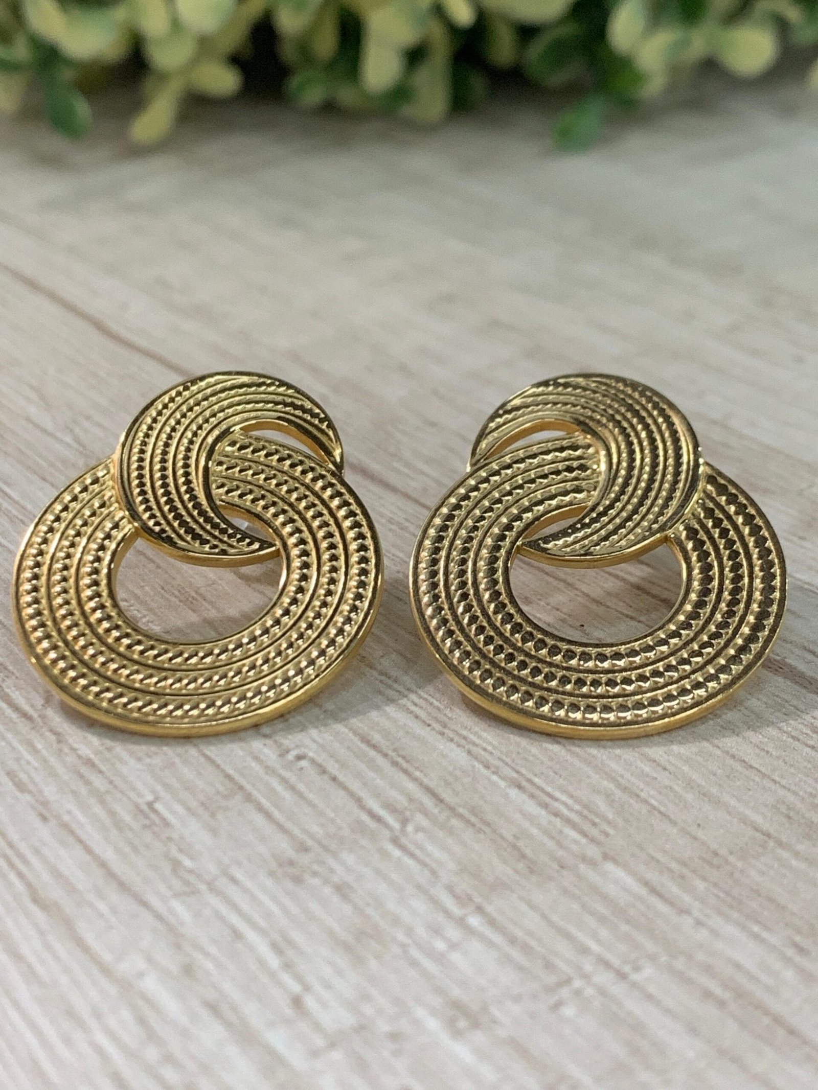 Aros circular luna baño oro