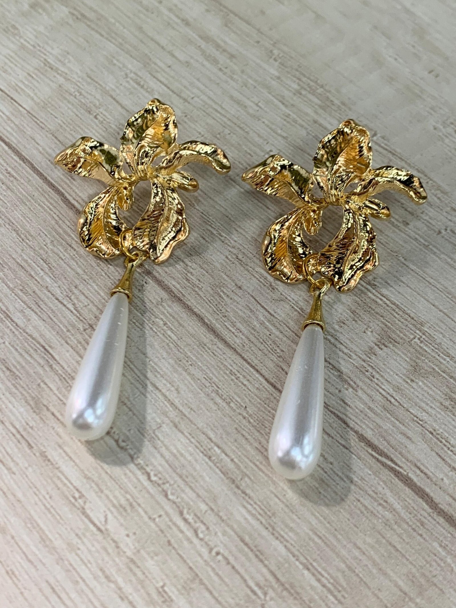 Aros vintage floral perla - Imagen 3