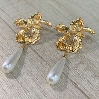 Aros vintage floral perla