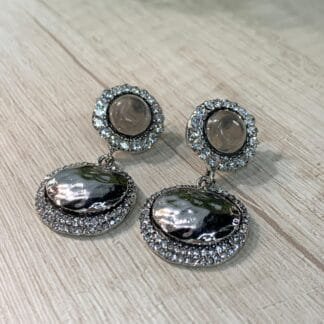 Aros plateados colgantes vintage circones