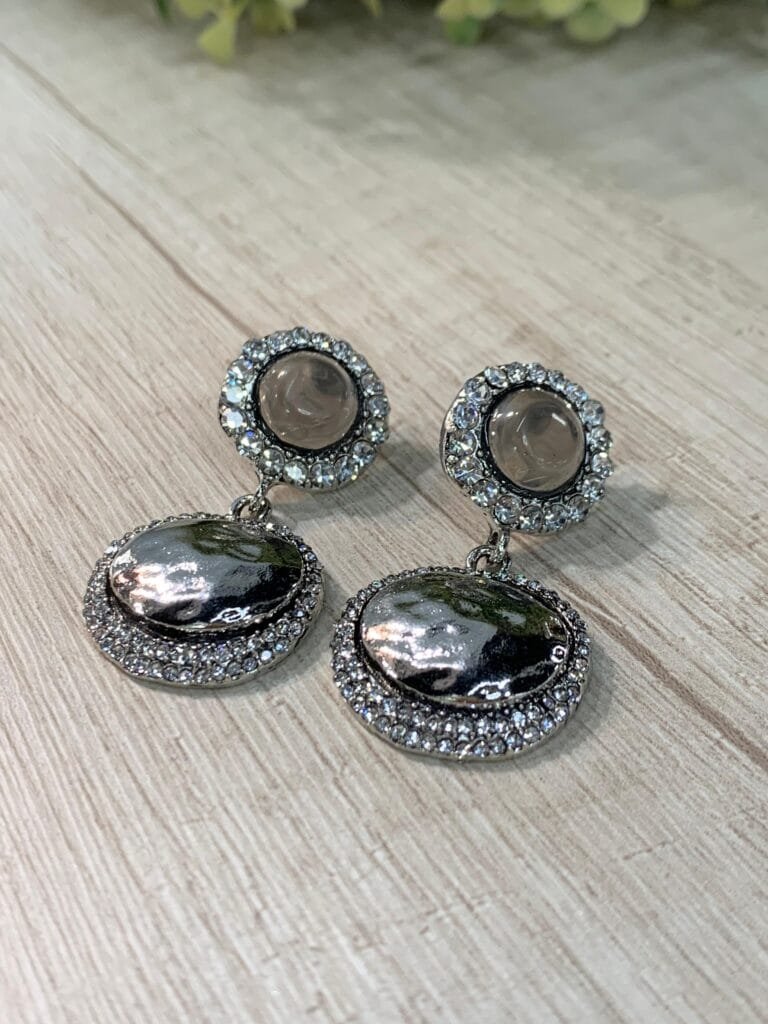 Aros plateados colgantes vintage circones