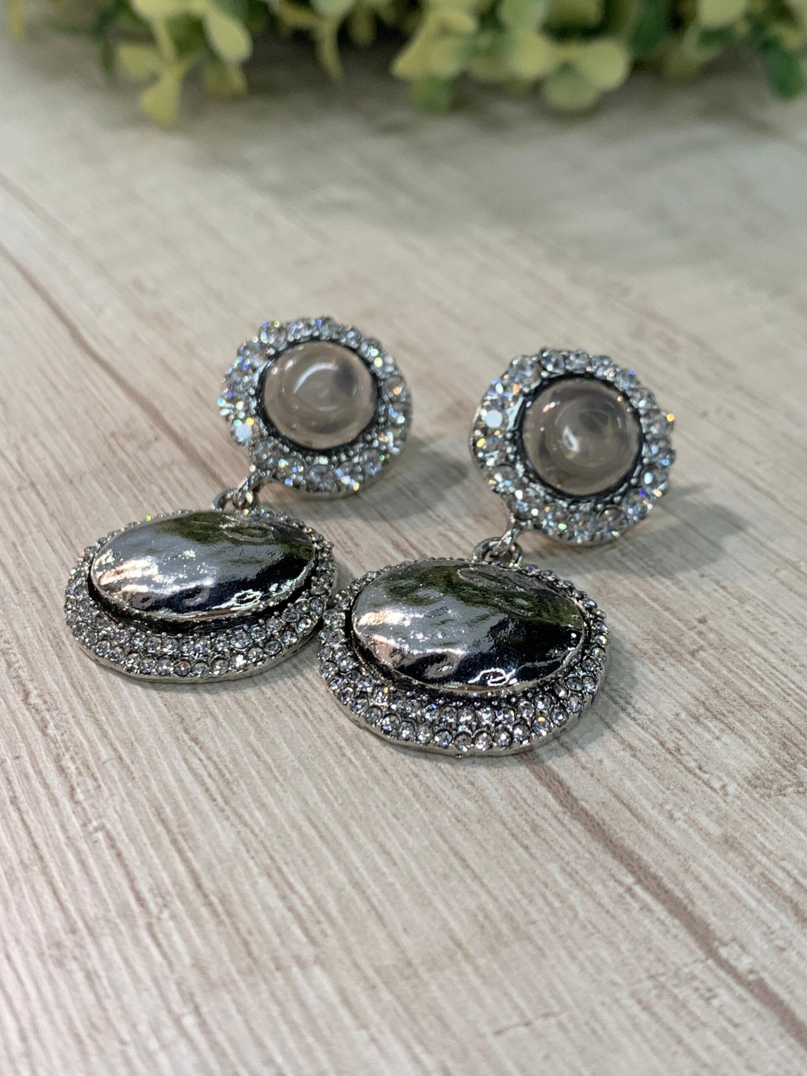 Aros plateados colgantes vintage circones - Imagen 3