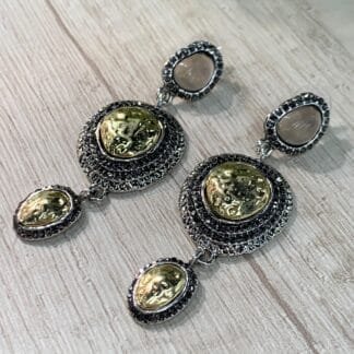 Aros vintage asimetricos bicolor envejecidos