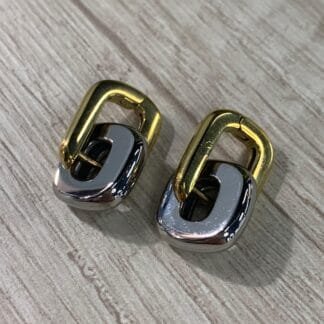 Aros argolla bicolor acero baño oro
