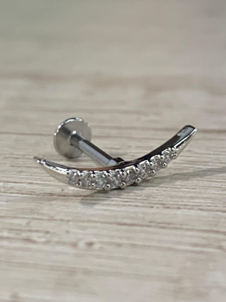 Aros acero flat luna microcircones plateado