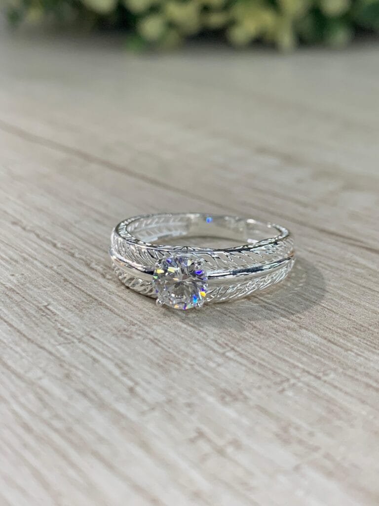 Anillo plata solitario calado espigas N 21