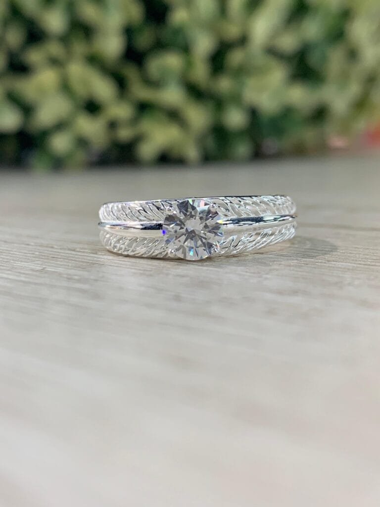 Anillo plata solitario calado espigas N 15