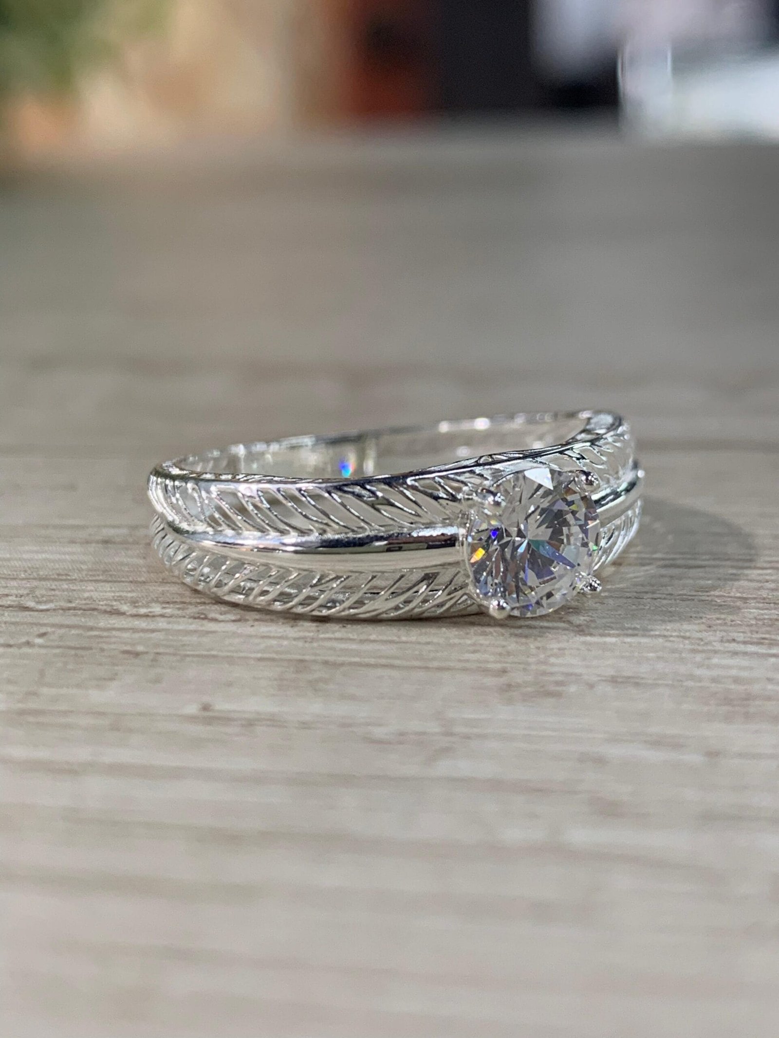 Anillo plata solitario calado espigas N 15 - Imagen 2