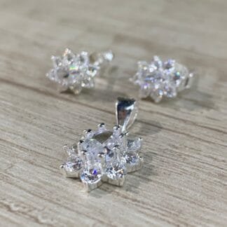 Conjunto plata flor circones
